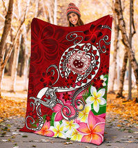 Samoa Premium Blanket - Turtle Plumeria (Red) - Polynesian Pride