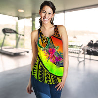 Pohnpei Wome's Racerback Tank - Polynesian Hook And Hibiscus (Reggae) Reggae - Polynesian Pride