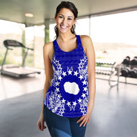 Cook Islands Polynesian Women Tank Top Map Blue - Polynesian Pride