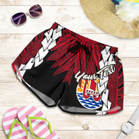 Tahiti Polynesian Custom Personalised Women's Shorts - Tribal Wave Tattoo Flag Style - Polynesian Pride