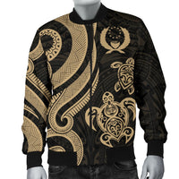 Pohnpei Micronesian Men Bomber Jacket - Gold Tentacle Turtle - Polynesian Pride