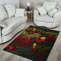 Kosrae Area Rugs Turtle Hibiscus Reggae - Polynesian Pride
