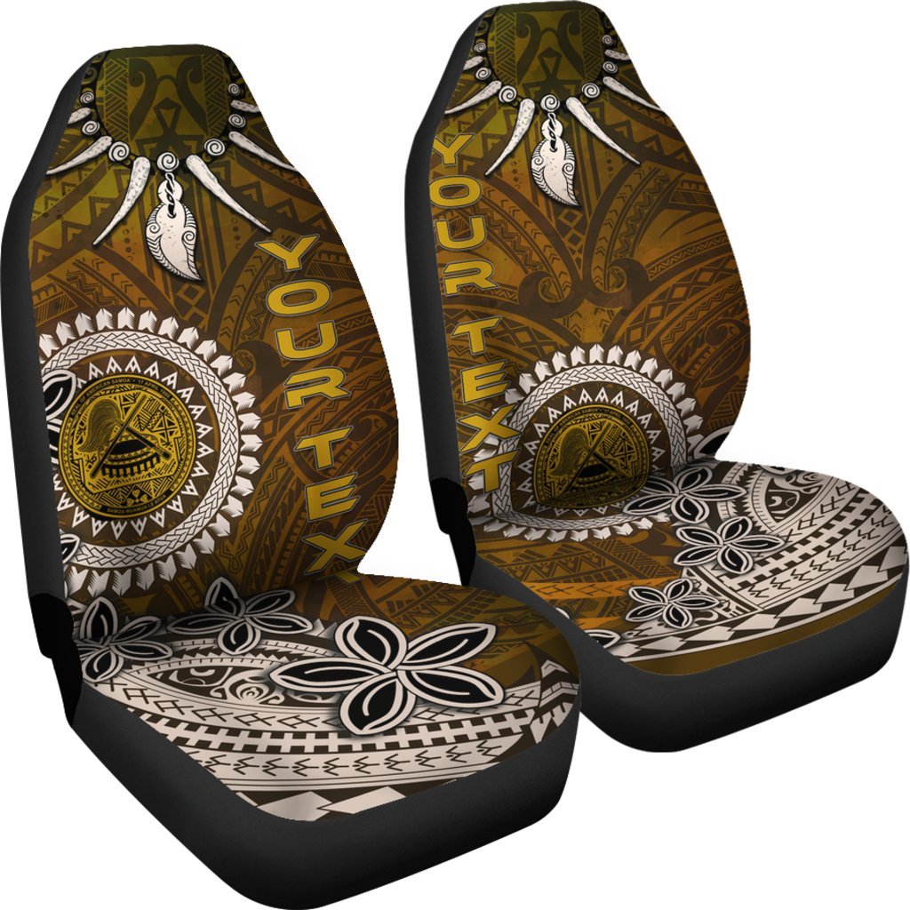 American Samoa Custom Personalised Car Seat Covers - Polynesian Boar Tusk Universal Fit Brown - Polynesian Pride