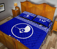 Yap Micronesia Quilt Bed Set - Yap Flag Blue Version - Polynesian Pride