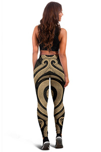 Papua New Guinea Women's Leggings - Gold Tentacle Turtle - Polynesian Pride