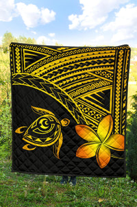 Hawaii Quilt - Hawaii Turtle Plumeria Quilt Yellow - Polynesian Pride