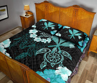 Hawaii Dream Catcher Hibiscus Plumeria Polynesian Turquoise - Quilt Bed Set AH - Polynesian Pride