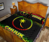 Chuuk Quilt Bed Set - Chuuk Flag Fog Style Reggae Version - Polynesian Pride