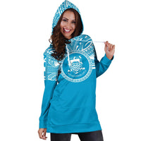 Tuvalu Women Hoodie Dress - Tuvalu Coat Of Arms Polynesian Flag Color - Polynesian Pride