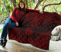 New Caledonia Premium Quilt - New Caledonia Coat Of Arms Polynesian Chief Dark Red Version - Polynesian Pride