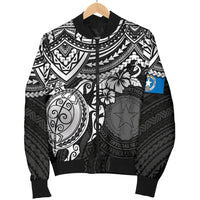 Northern Mariana Islands Polynesian Bomber Jacket (Men) - White Turtle - Polynesian Pride