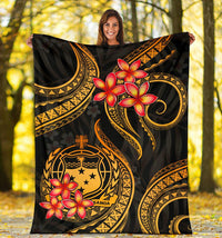 Samoa Polynesian Premium Blanket - Gold Plumeria - Polynesian Pride