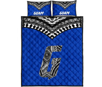 Guam Quilt Bed Set - Guam Polynesian Tattoo Blue Version Blue - Polynesian Pride