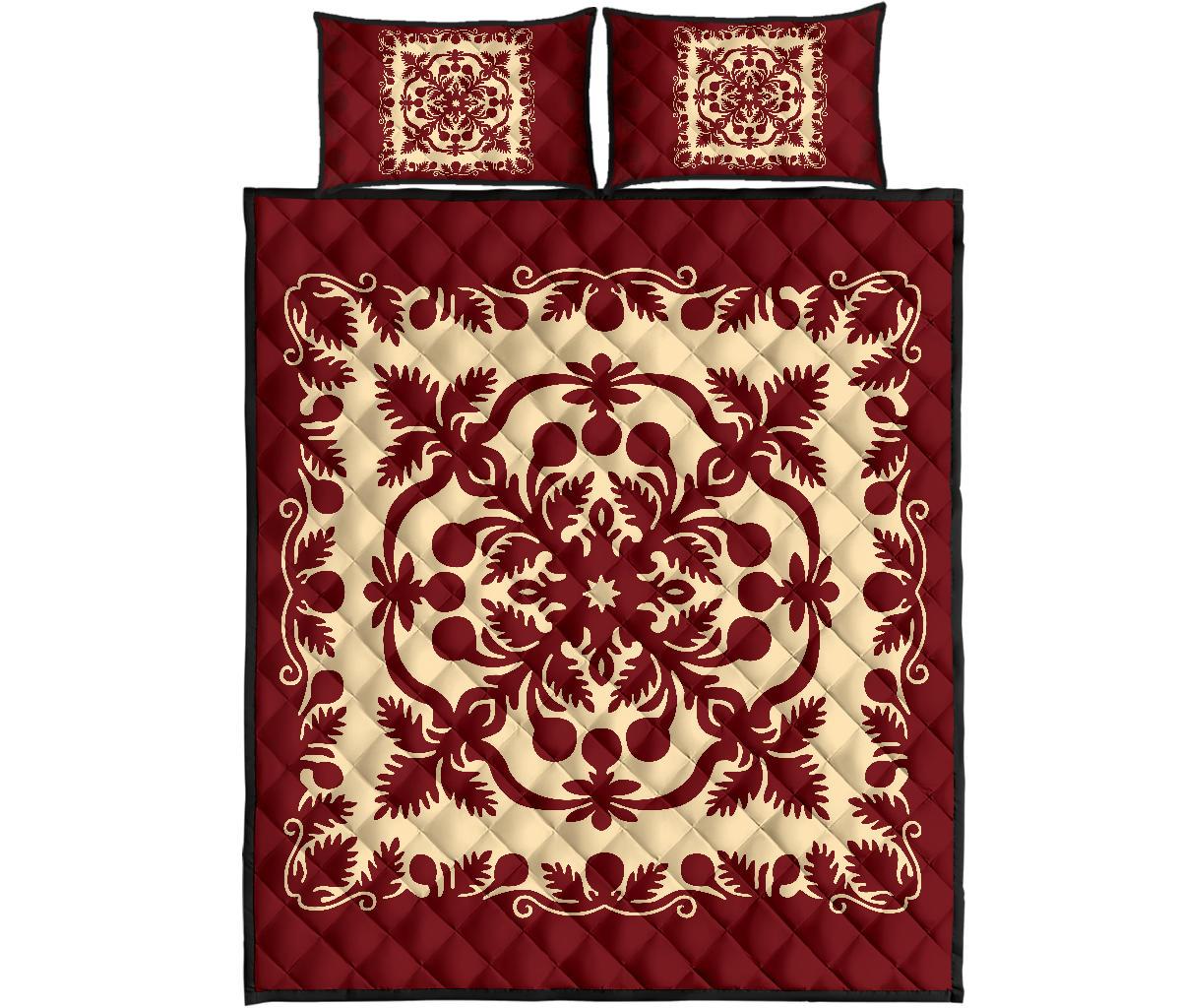 Hawaiian Quilt Royal Quilt Bed Set Red - Polynesian Pride
