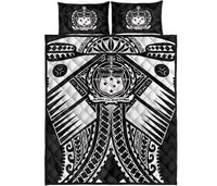 Samoa Polynesian Quilt Bed Set - Samoa White Seal with Polynesian Tattoo - Polynesian Pride