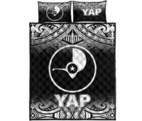 Yap Quilt Bed Set - Yap Flag Black Fog Style Black - Polynesian Pride