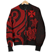 Wallis and Futuna Men's Bomber Jacket - Red Tentacle Turtle - Polynesian Pride