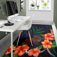Hibiscus Palm Background Area Rug AH - Polynesian Pride