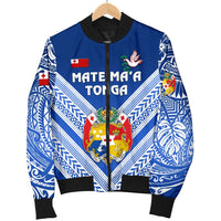 Mate Ma'a Tonga Rugby Women's Bomber Jacket Polynesian Creative Style - Blue - Polynesian Pride