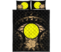 Palau Polynesian Quilt Bed Set Hibiscus Gold - Polynesian Pride