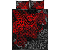 Hawaii Polynesian Quilt Bed Set - Red Kanaka Maoli Turtle - Polynesian Pride