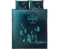Marquesas Islands Polynesian Quilt Bed Set Dreamcatcher Blue - Polynesian Pride
