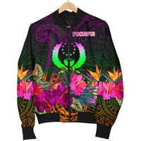 Pohnpei Men's Bomber jacket - Summer Hibiscus - Polynesian Pride
