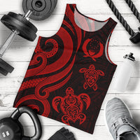 Pohnpei Micronesian Men Tank Top - Red Tentacle Turtle Red - Polynesian Pride