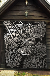 Tonga Polynesian Premium Quilt - White Turtle Flowing - Polynesian Pride