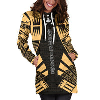 Austral Islands Hoodie Dress - Polynesian Tattoo Gold - Polynesian Pride