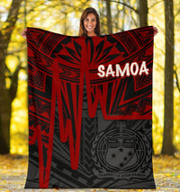 Samoa Premium Blanket - Samoa Seal With Polynesian Pattern In Heartbeat Style (Red) - Polynesian Pride