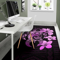 Hibiscus Plumeria Mix Polynesian Turtle Area Rug AH - Polynesian Pride