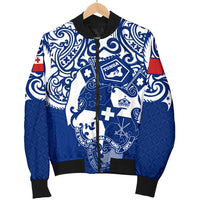 Tonga Polynesian Bomber Jacket (Men) - Tongan Pride (Bright Blue) - Polynesian Pride