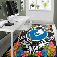 Yap State Area Rug - Coat OfArmsWith Tropical Flowers - Polynesian Pride