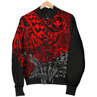 Polynesian Hawaii (Kanaka Maoli) Men Bomber Jacket - Red Hibiscus Turtle Flowing - Polynesian Pride