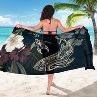 Hawaii Tropical Hibiscus Turtle Shark Aumakua Sarong - Lucas Style - Blue - Polynesian Pride