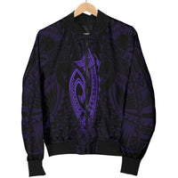 Hawaii Kakau Makau Fish Hook Kanaka Map Men's Bomber Jacket Polynesian - Purple - Polynesian Pride