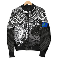 Pohnpei Polynesian Bomber Jacket (Men) - Polynesian White Turtle - Polynesian Pride
