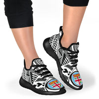 Fiji Polynesian Tattoo Mesh Knit Sneakers White - Polynesian Pride