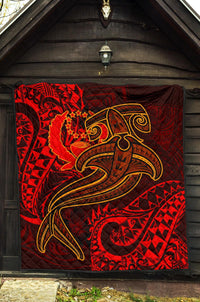 Pohnpei Premium Quilt - Red Shark Polynesian Tattoo - Polynesian Pride