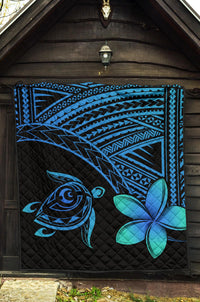 Hawaii Quilt - Hawaii Turtle Plumeria Quilt Blue - Polynesian Pride