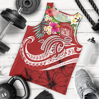 Polynesian Hawaii Men's Tank Top - Summer Plumeria (Red) - Polynesian Pride