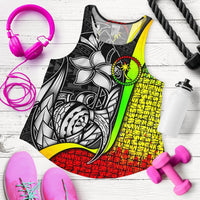 Chuuk Micronesia Women's Racerback Tank Reggae - Turtle With Hook - Polynesian Pride