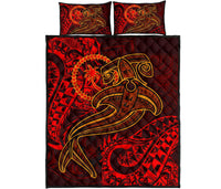 Chuuk Quilt Bed Set - Red Shark Polynesian Tattoo - Polynesian Pride