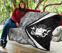 Cook Islands Coat Of Arms Polynesian Premium Quilt - Circle Style - 01 - Polynesian Pride