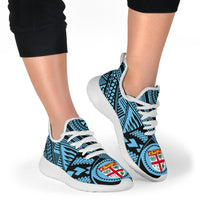 Fiji Polynesian Tattoo Mesh Knit Sneakers Blue - Polynesian Pride