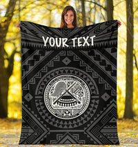 American Samoa Personalised Premium Blanket - Seal In Polynesian Tattoo Style ( Black) - Polynesian Pride