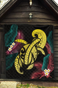 Hawaii Turtle Polynesian Tropical Premium Quilt - Ghia Style Yellow - Polynesian Pride
