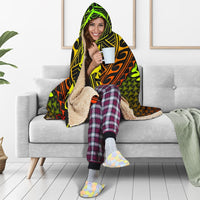 Polynesian Kosrae Hooded Blanket - Reggae Vintage Polynesian Patterns - Polynesian Pride