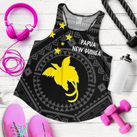Papua New Guinea Women's Racerback Tank - Flag With Polynesian Patterns (Black) Black - Polynesian Pride